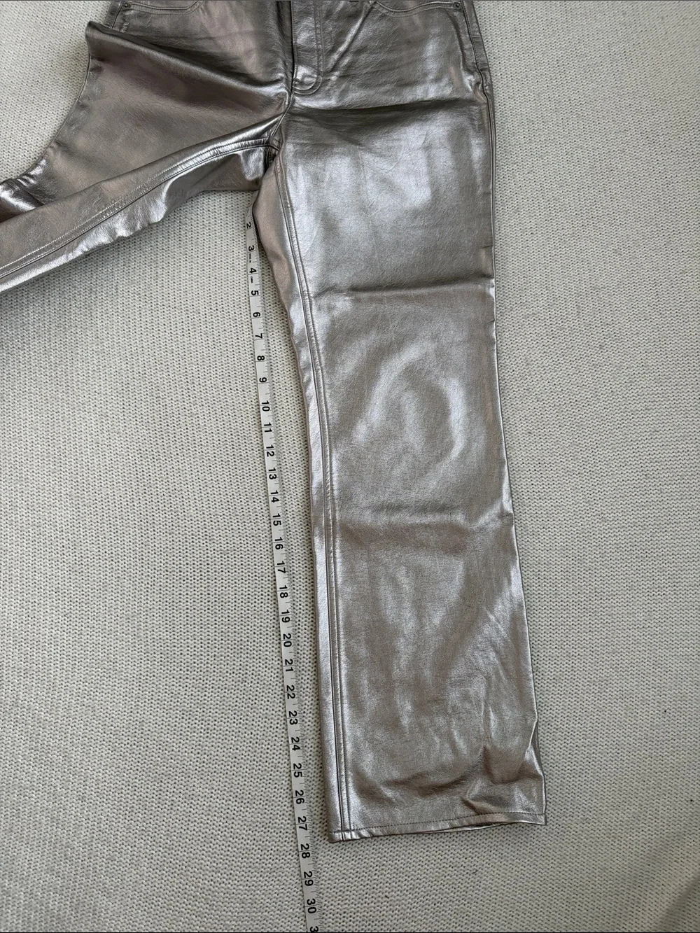 J Crew Metallic Silver Straight Leg Pants Size 28